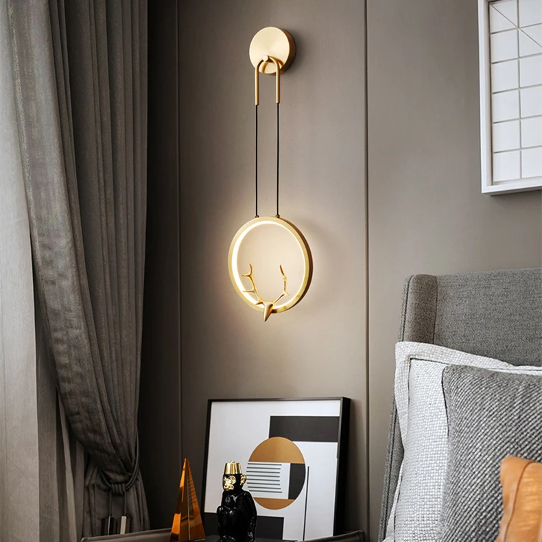 

Light Luxury Antlers Wall Lamp Interior Lighting Fixtures Nordic Modern Style Gold Creative Wall Lamp For Bedroom Living Room