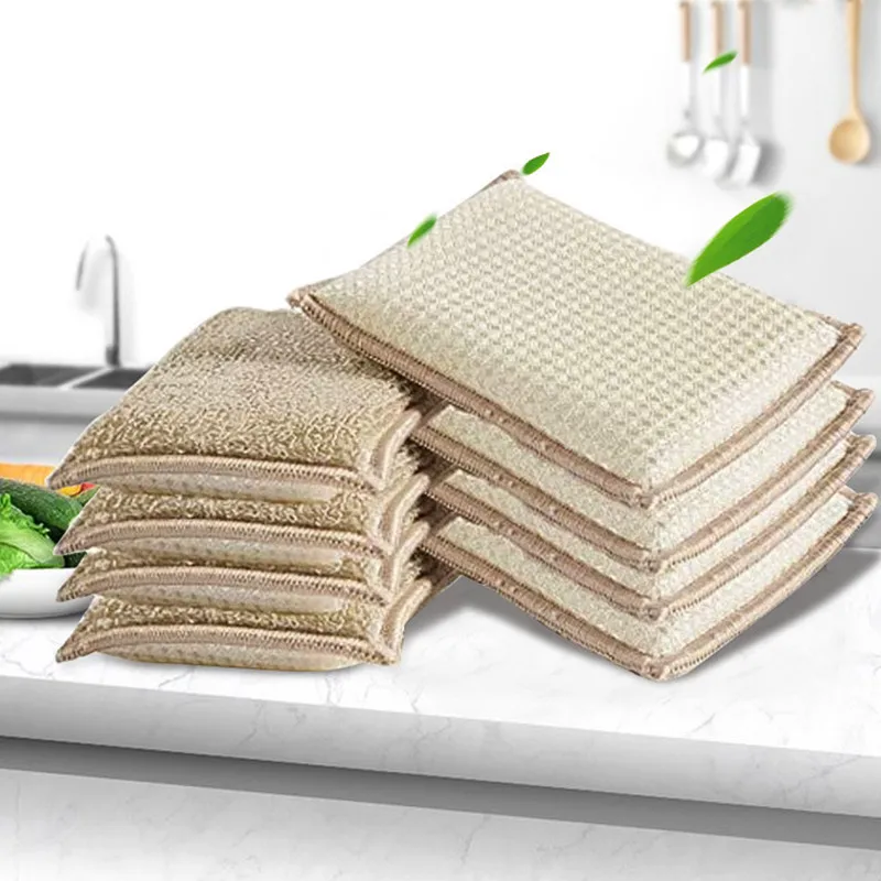 

Bamboo Fiber Sponge Cleaning Cloth Soft Not Hurt Hand Super Absorbent Non-stick Oil Kitchen Washing Pots Dishes Cleaning Tools