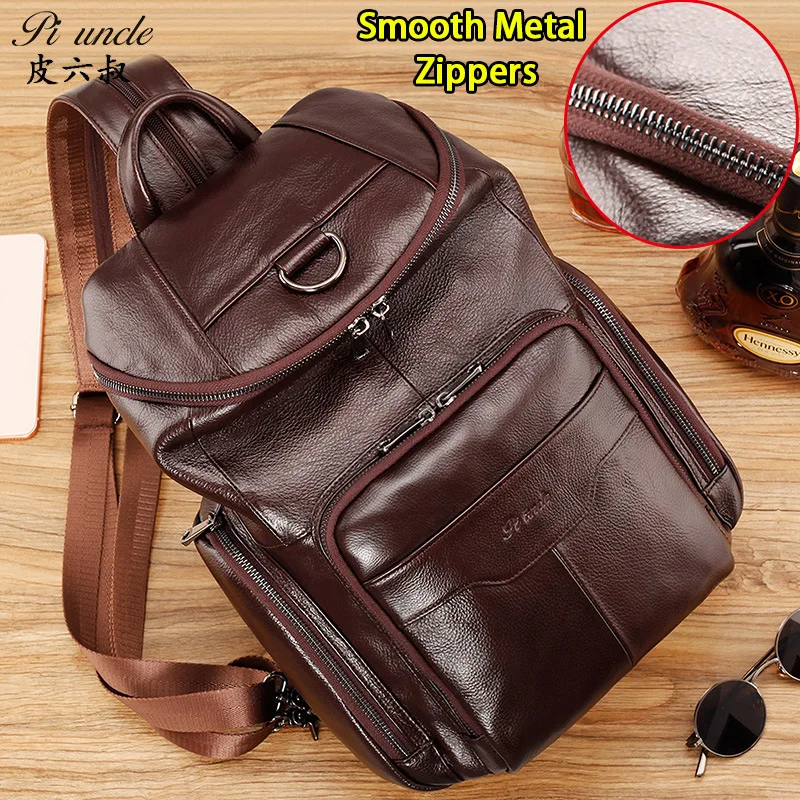 

Brand Real Cowhide Men's Shoulder Bag Large-capacity Leisure Chest Bag Multifunctional Portable Genuine Leather Backpack Handbag