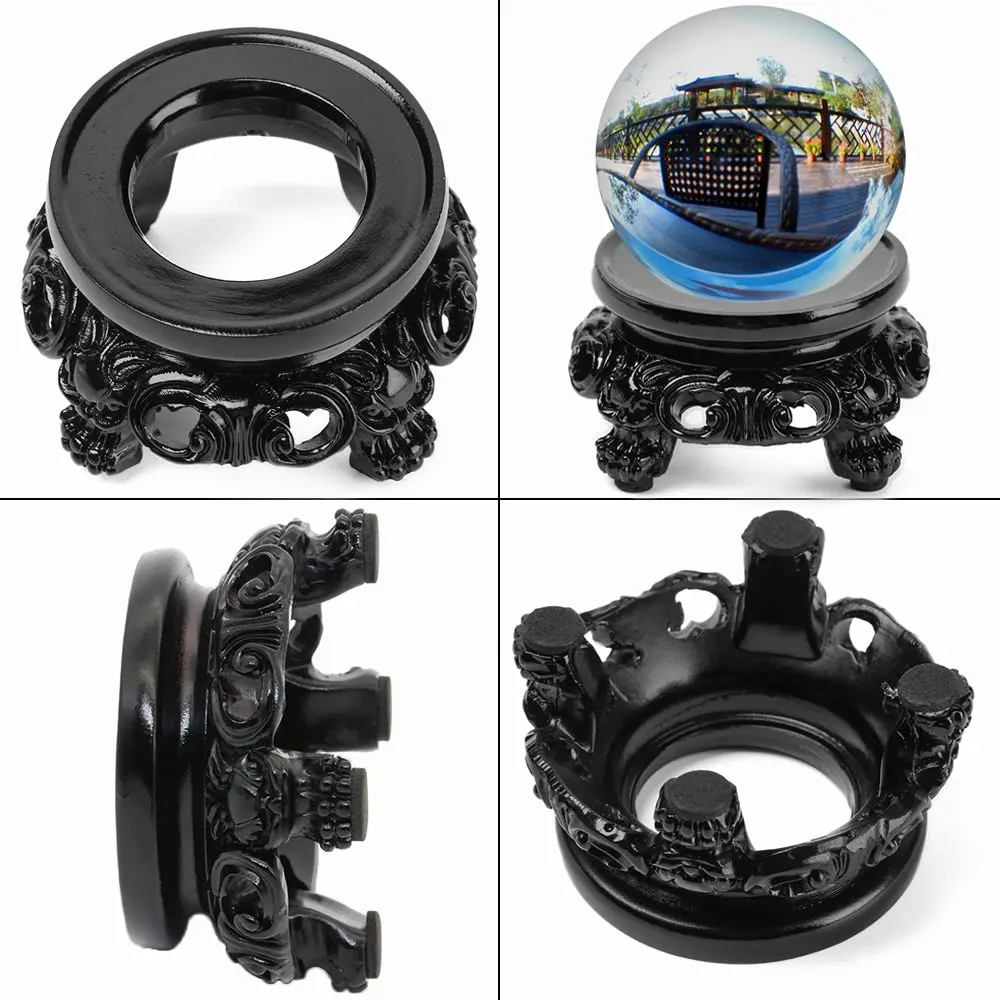 

Black Globe Stone Holder Desktop Ornament Home Decor Display Stand Crystal Ball Base Fixed Seat Sphere Pedestal