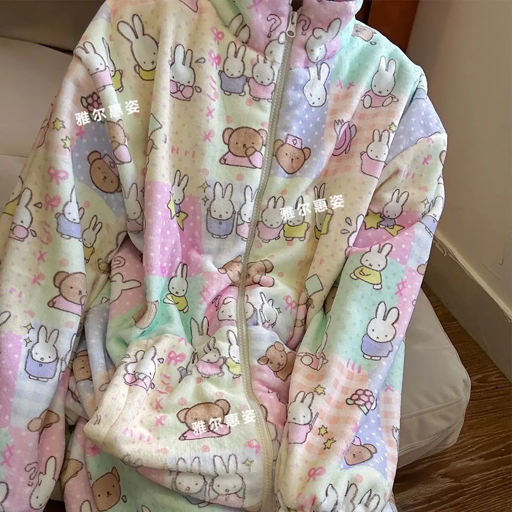 Kawaii Miffy Boris утолщенный термофланелевой пижамный комплект с героями мультфильмов