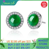 lmnzb real tibetan silver lab green emerald stud earrings for woman party fashion jewelry bohemian accessories gift