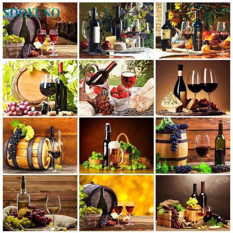 

SDOYUNO Oil Paint By Numbers Red Wine On Canvas For Adults Kits Diy HandPainted Painting Landscape Picture Paint Home Wall Decor