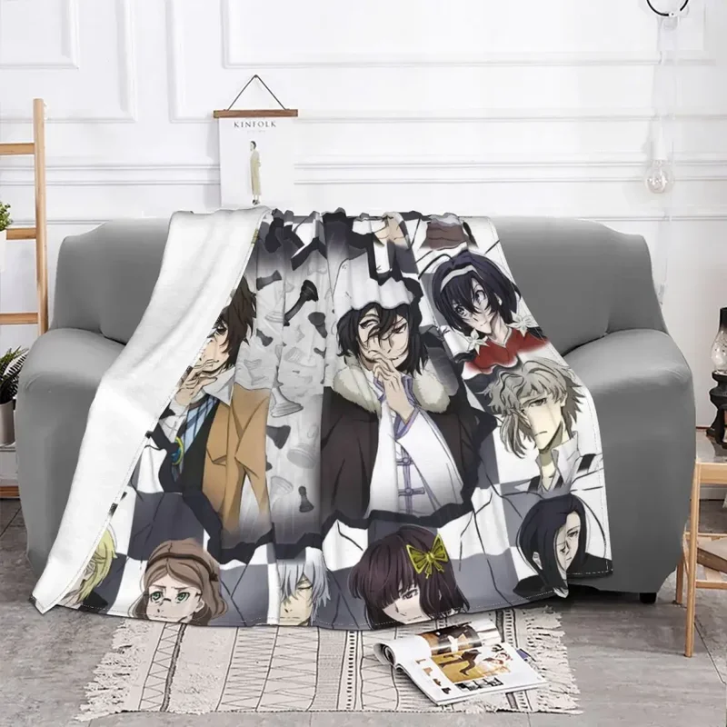 Флисовое одеяло Bungou с изображением бродячих собак весна-осень японское