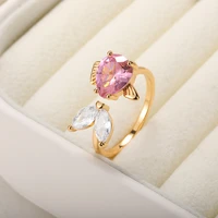cute goldfish rings for women open adjustable white pink crystal zircon ring summer seaside hawaii romantic jewelry accessories