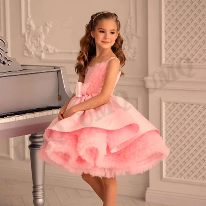 

Flower Girl Dresses Taffeta O-Neck Floor-Length Sleeveless Ball Gown Princess Dress for Wedding Evening First Communion Gown