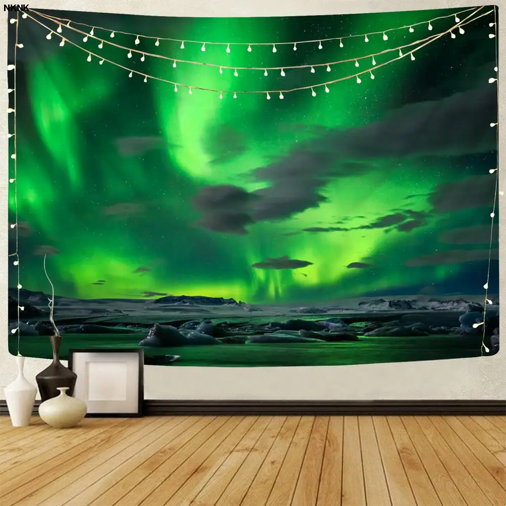 NKNK бренд Aurora Tapiz Trippy Tenture Мандала Ice Home Tapestrys Lake настенные коврики светильник 3D печать настенная Мандала
