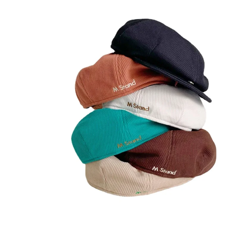 

Вельветовая восьмиугольная шляпа Женская осенне-зимняя Ретро Модный берет нишевая нейтральная шляпа художника для девушек Повседневная н...