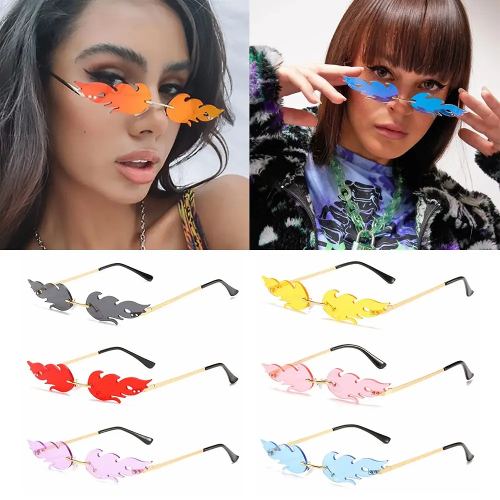 Trendy Metal Eyewear Cosplay Party Fashion Flame Sunglasses Flame Shaped Sunglasses for Women Sun Glasses