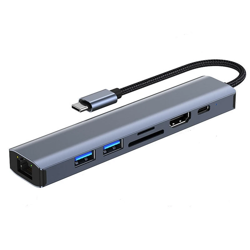 

7In1 Type C HUB USB 3.0 Multiport Splitter Adapter With PD Ports Card Reader For Compute PC Spare Parts Accessories