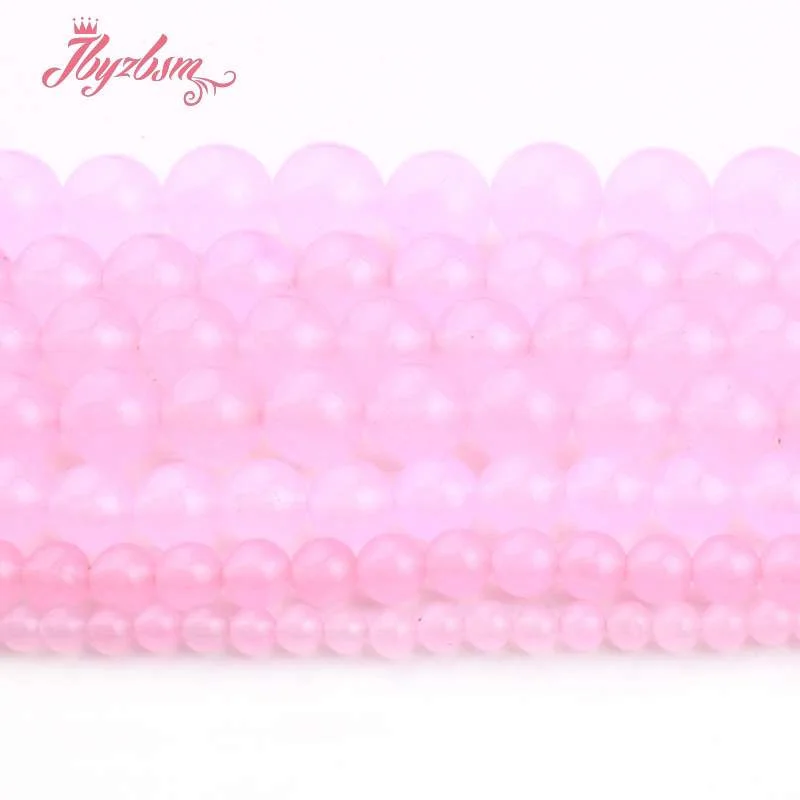 

4 6 8 10 12mm Round Light Pink Jades Smooth Ball Beads Loose Stone Beads For DIY Necklace Bracelats Jewelry Making Strand 15"