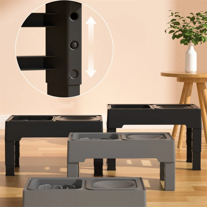 

Black Adjustable Easy Cleaning Dog Bowl Removable High Kick Dog Feeder Folding Table Stainless Steels Pet Water Bowl