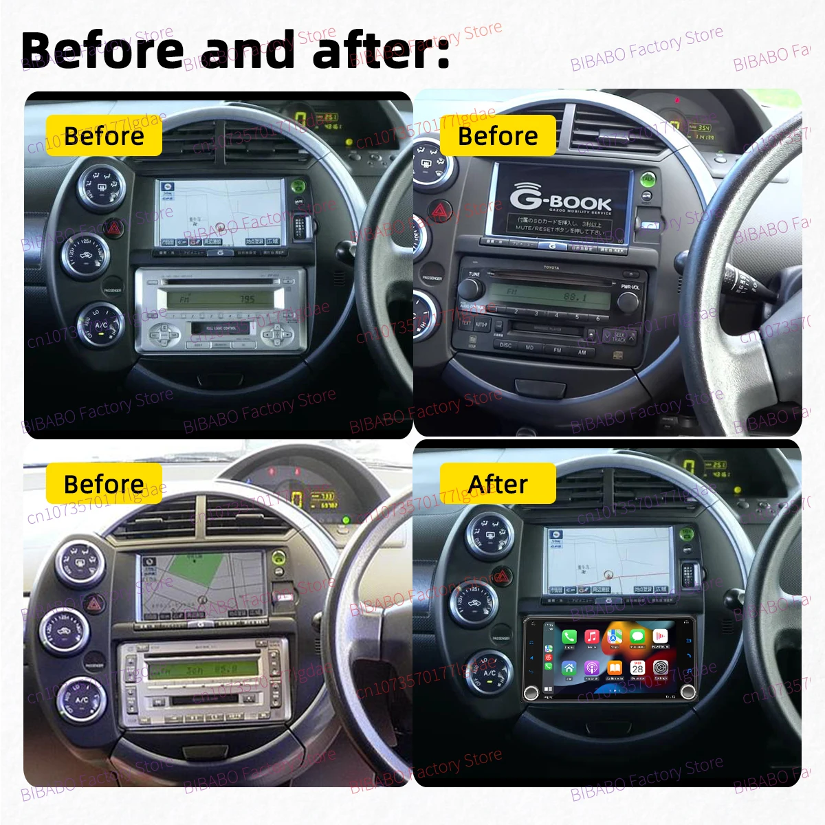 Беспроводное автомобильное мультимедийное радио Carplay Android для Toyota Will Cypha 2001-2005 7