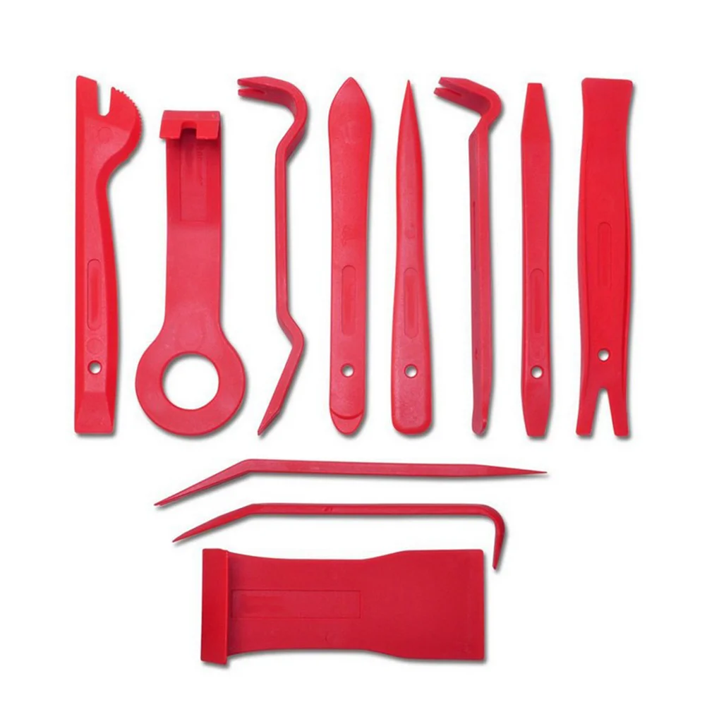 

11 Pcs Car Kit CD Speaker Removal Tool Fastener Trim Red Remover Door Premium Panel