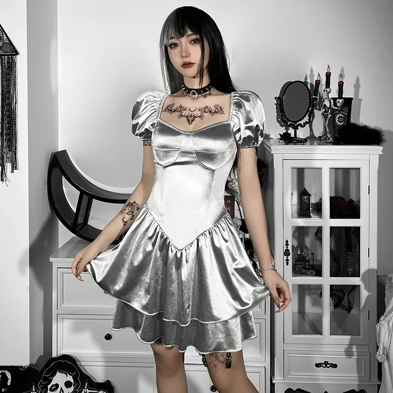 Dark Style 2022 Spring and Summer New Dress Wrapped Chest Backless Puff Sleeve Princess Dress Women's Clothing