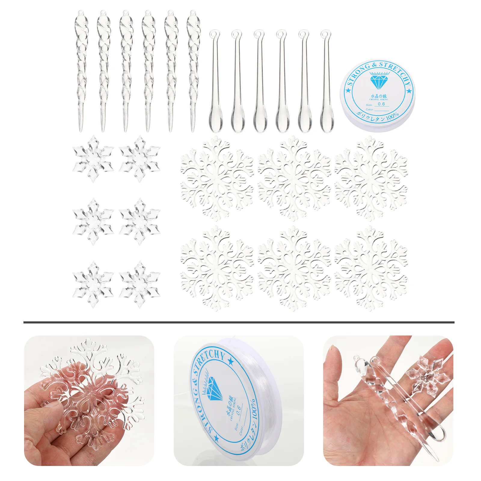

Christmas Tree Hanging Ornamentsicicles Snowflake Wonderland Favors Party Holiday Decorations Transparent Winter Icicle Crystal