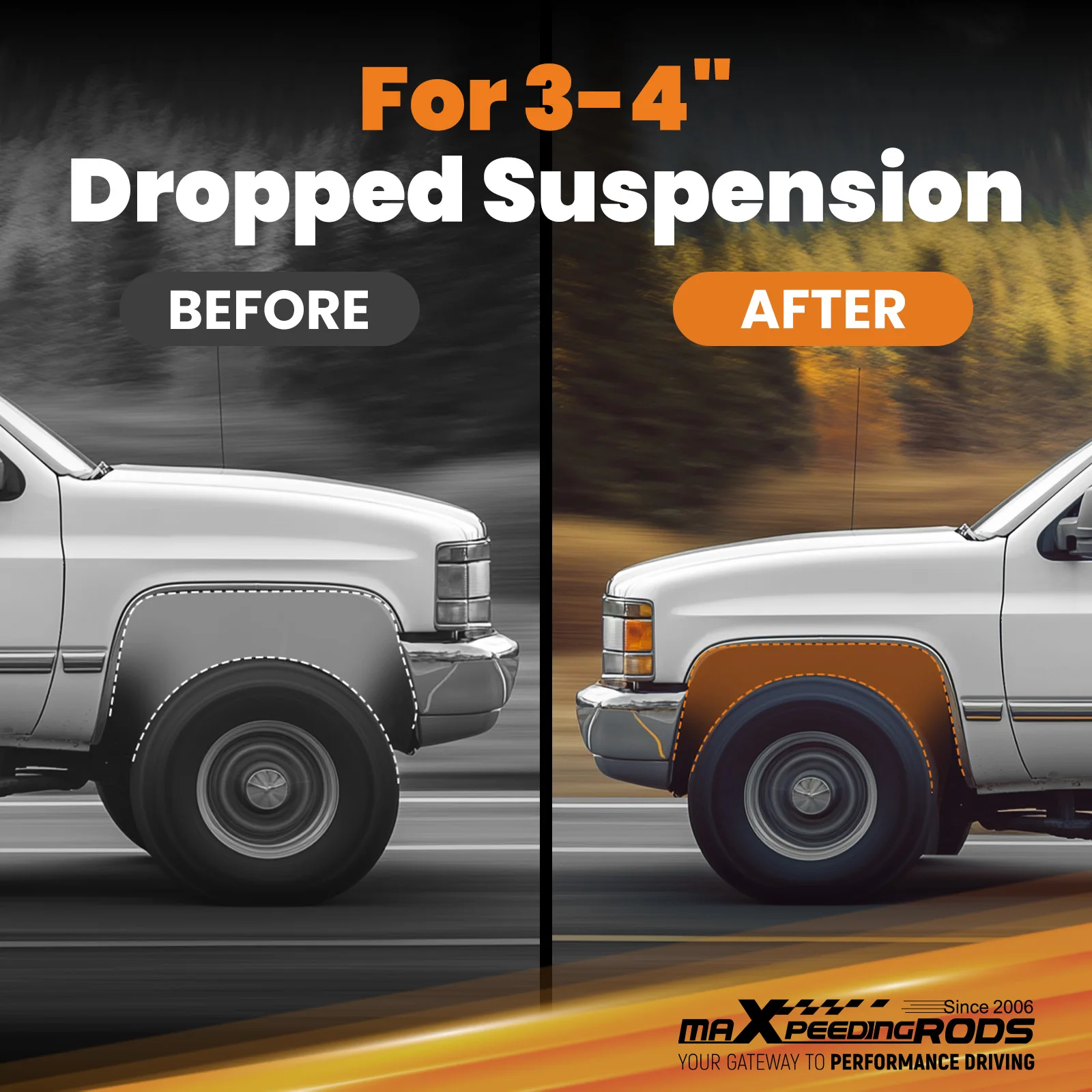 Фото Maxpeedingrods 2x верхних регулируемых рычага подвески для снятия 3-4 дюйма для Chevrolet Silverado Sierra 1500 2007-2015 2WD 4WD №5