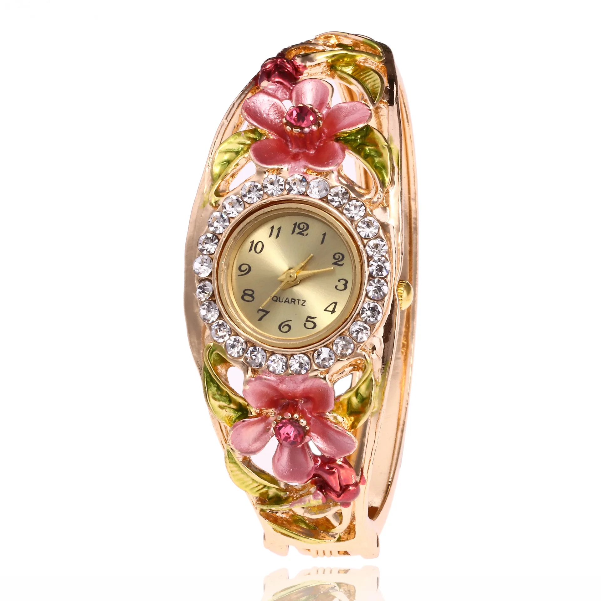

Fashion Enamel Bracelet Watch Ladies Watch Korean Style Watch Quartz Ladies Watch Crystal Hollow Watch Bangle Decorative Jewelry