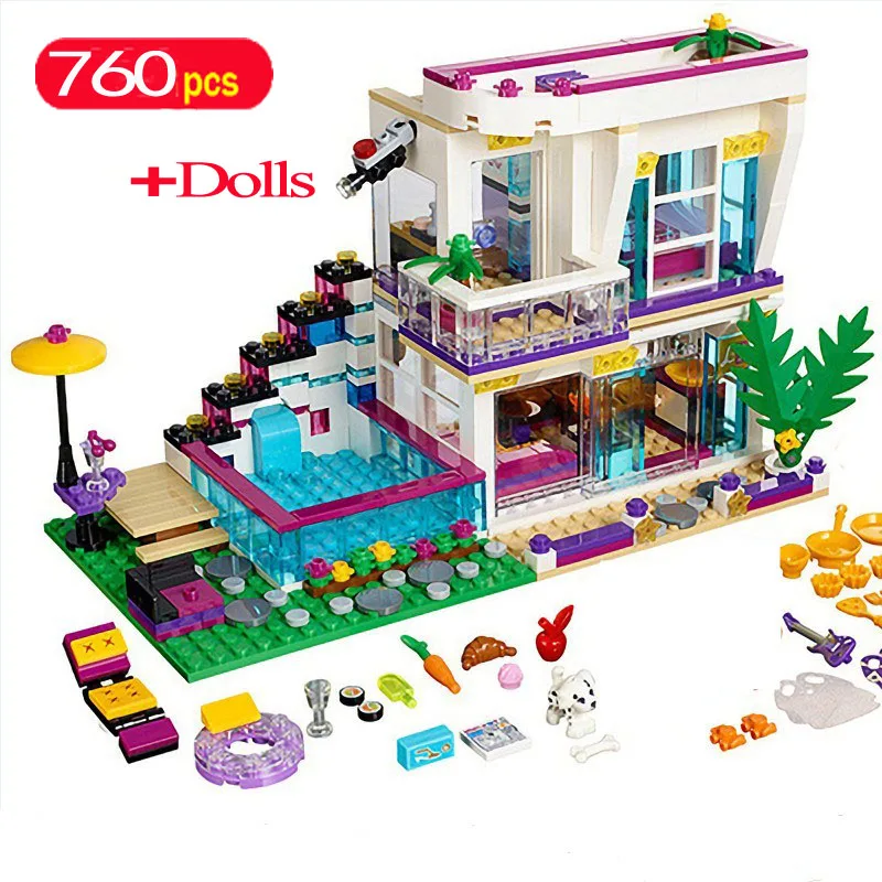 

760PCS Pop Star Livi's House Building Block Compatible With 41135 Friends for Girls Figures Bricks Educational Toys for Children