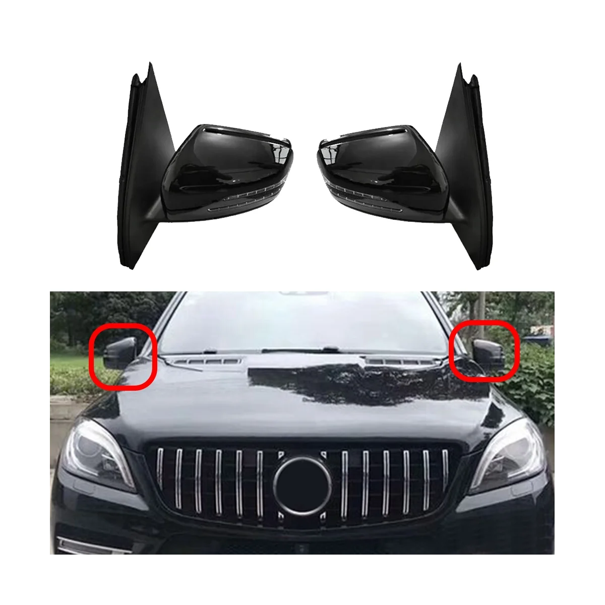 Левое зеркало в сборе для Mercedes Benz W166 ML166 ML300 ML350 ML400 2012-2015 мощное складное