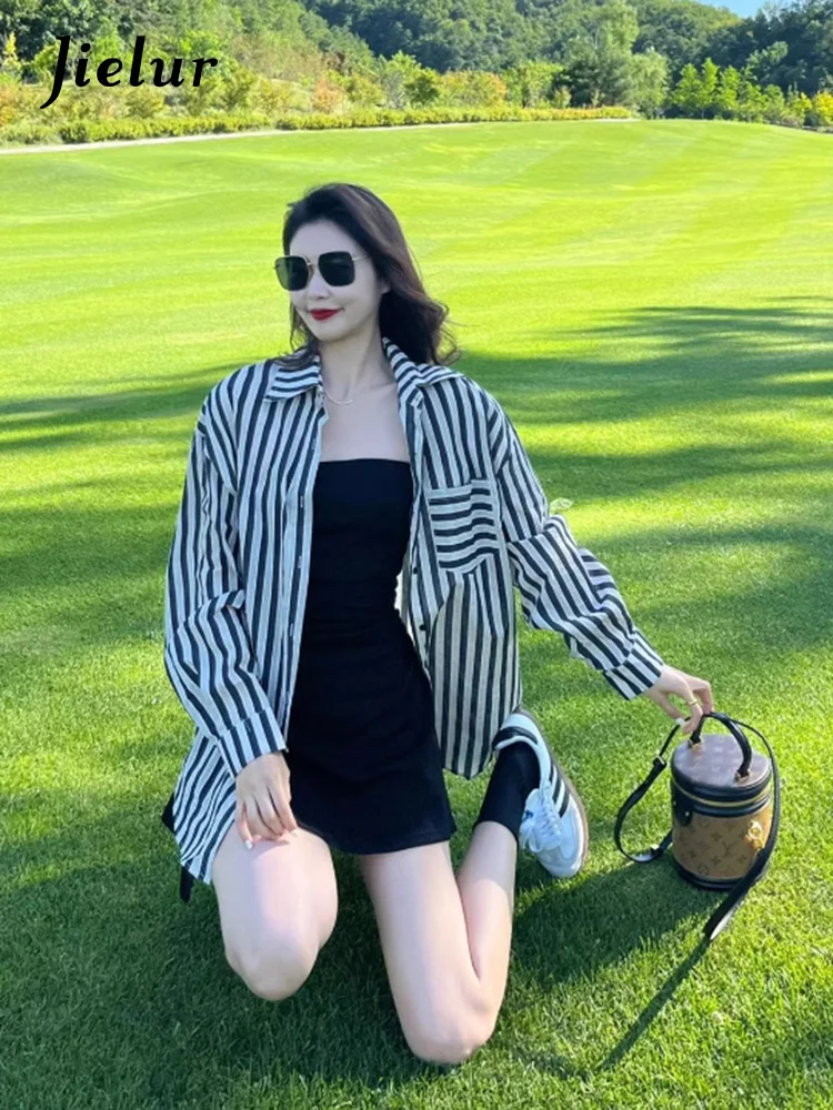 

Two Piece Irregular Fashion Camisole Female Mini Dresses Chic Casual Women Dress Contrast Color Loose Stripe Shirt Woman