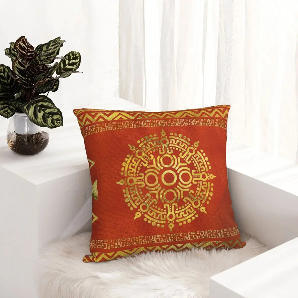 

Gold Aztec Calendar Sun Symbol pillowcase printed cushion cover sofa waist pillow pillow cover