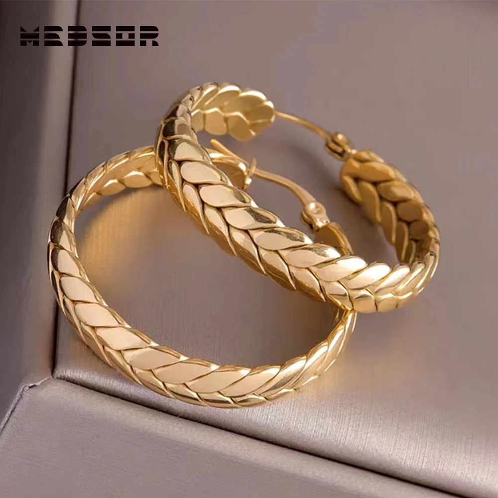 

Medsor Stainless Steel Colorfast Hoop Earrings Gold Color Exquisite Jewelry Gifts for Her Women Girls Girlfriend