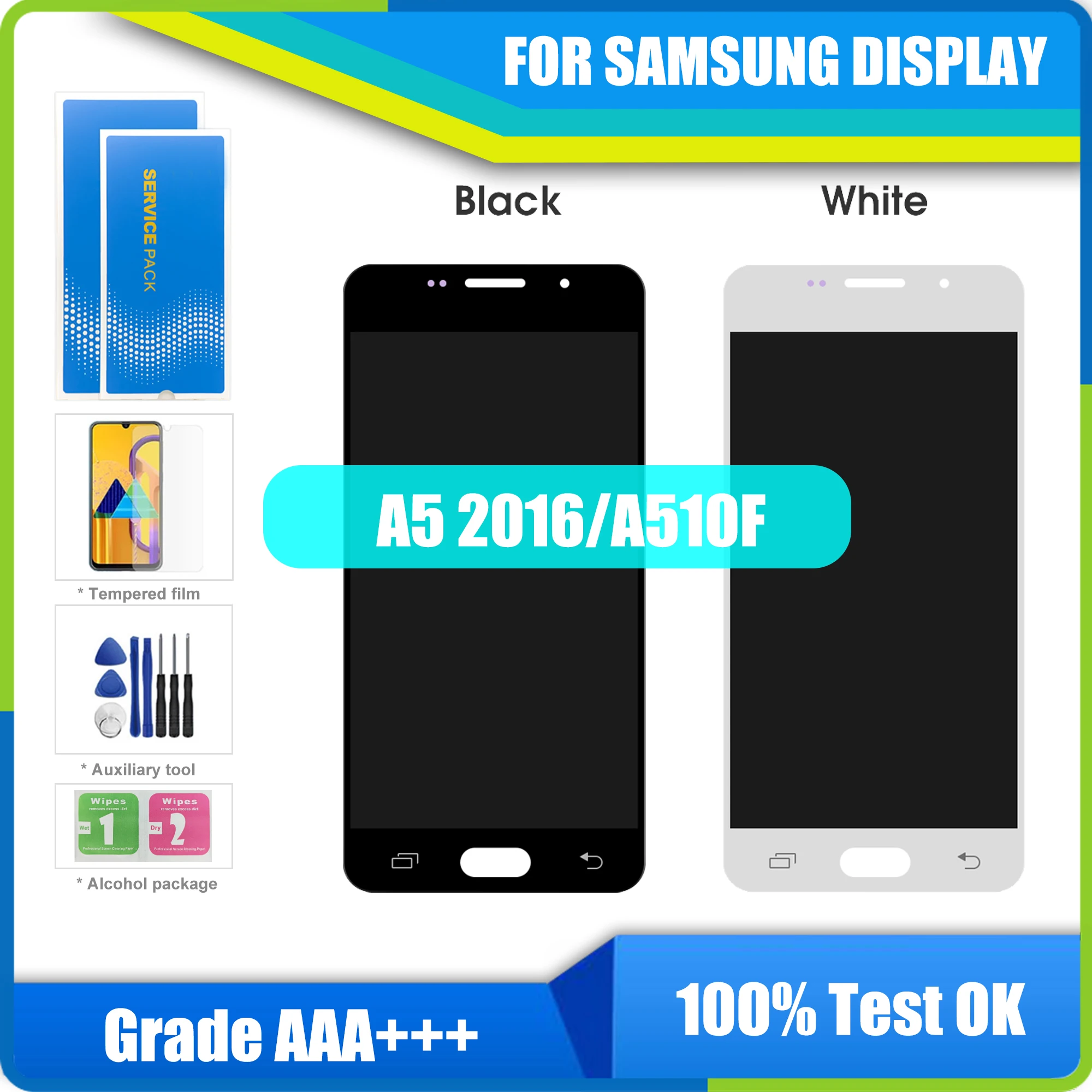 

Original AMOLED For Samsung Galaxy A5 2016 LCD Display With Frame 5.2 "SM-A510F A510 A510F / DS Display Touch Screen Assembly