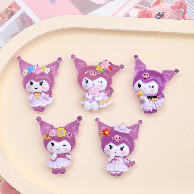 100 шт. Мультяшные Sanrio Kuromi Melody плоская задняя сторона кабошон украшения для волос