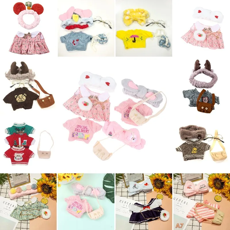 

Clothing Accessories for 30cm Yellow Duck Alpaca Pig Rabbit Plush Animal Doll Clothes Hair Band Bags For Kids Birthday Gifts