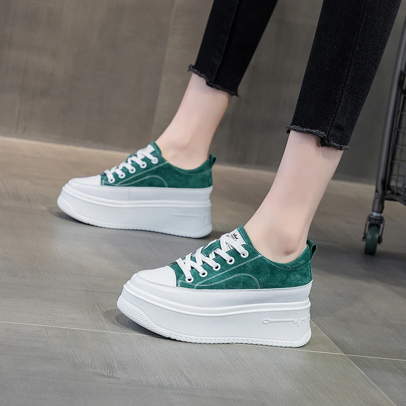 High Heeled Shoes for Women 2023 Designer Genuine Leather Casual Sneakers Ladies Tennis Chic Elegant Platform Sports Shoes Flats