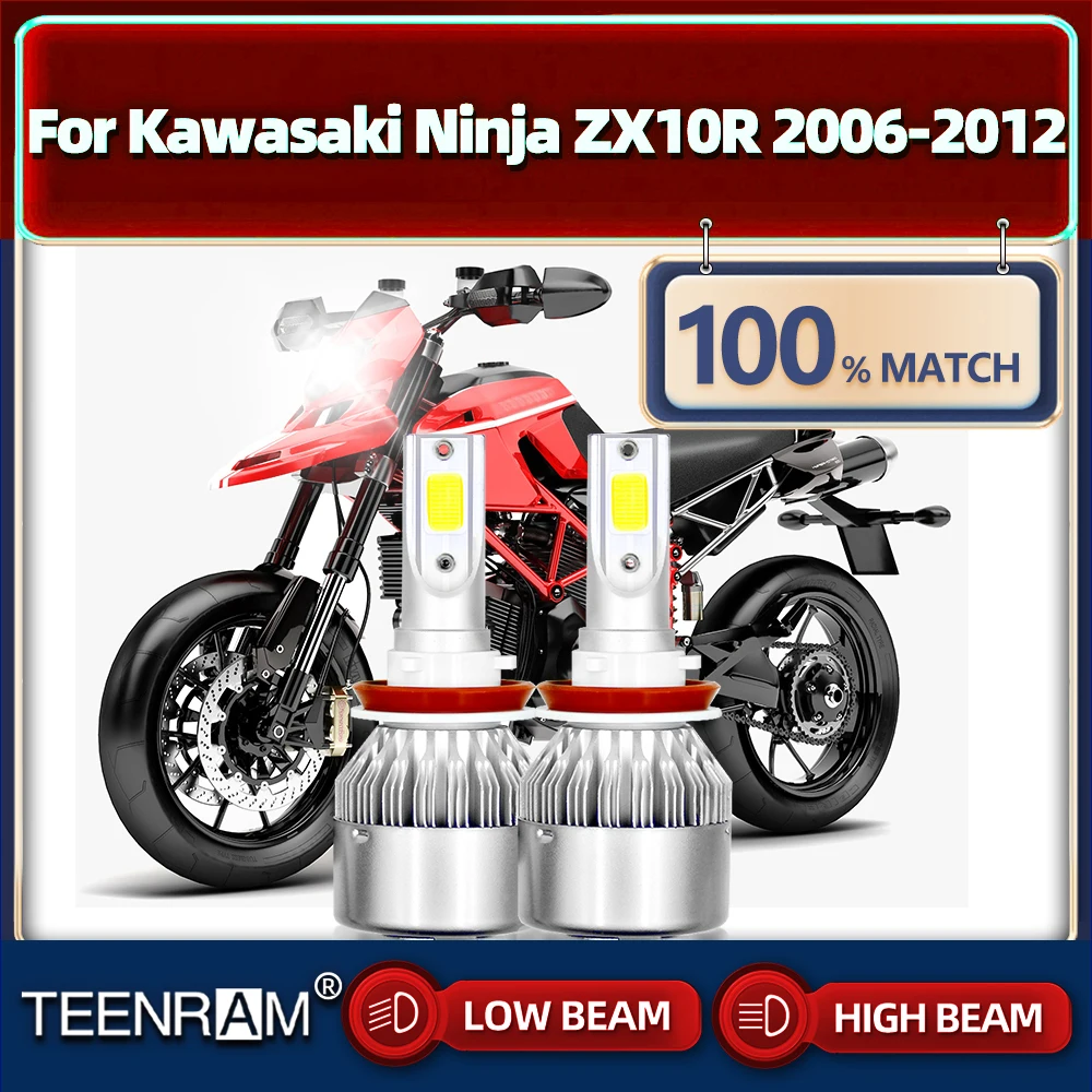 

H11 Motorcycle LED Light Super Bright Motorbike Led Headlight 6000K For Kawasaki Ninja ZX10R 2006 2007 2008 2009 2010 2011 2012