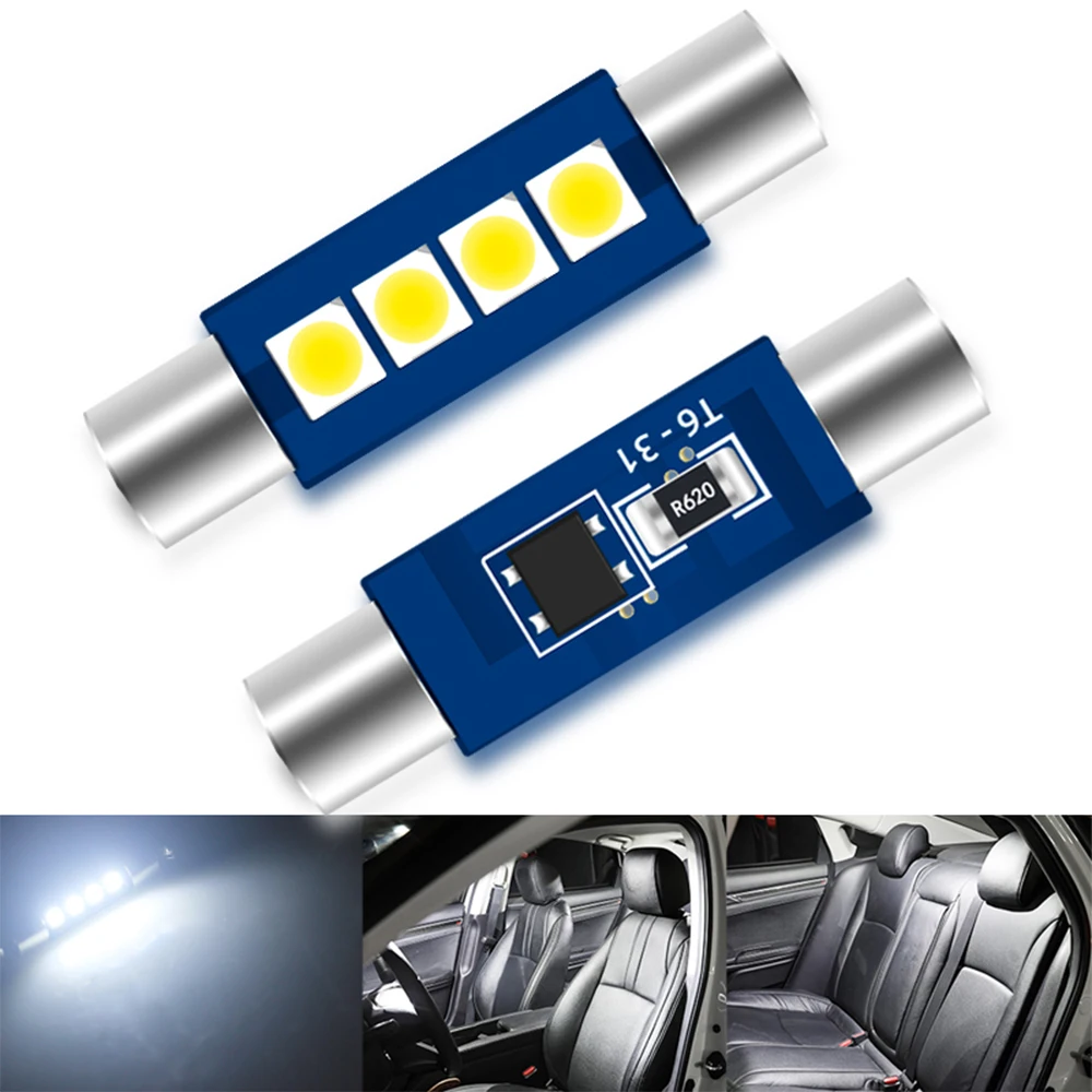 

2 шт. 28 мм гирлянда светодиодная c5w led 28 мм feston 31 мм светодиодная Фонарь 31 мм лампа для чтения фонарь для макияжа лампа для помещений освещение для кемпинга 12 В