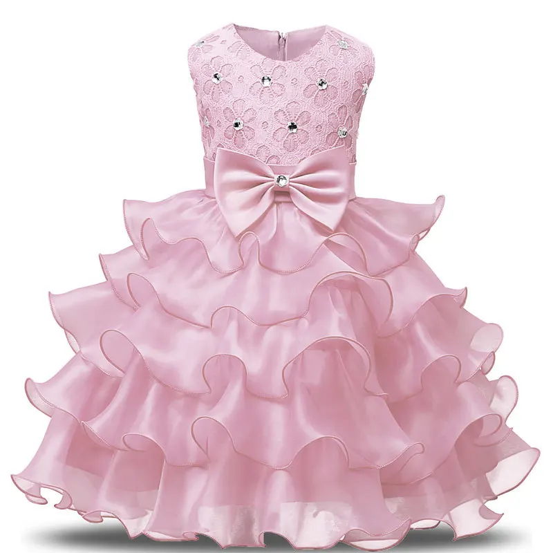 

1pcs/lot Girl Dress New Year Costume Kid Dresses Girls Party Princess birthday Dress Christmas bow layered dress