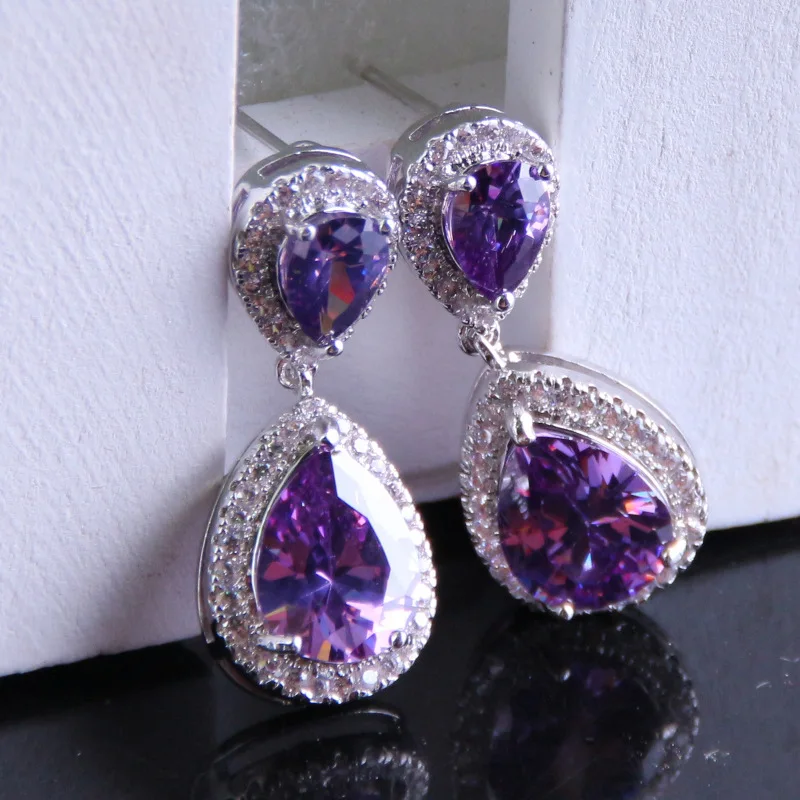 

925 Sterling Silver Female Luxury Big Earring Light Crystal Excellent Elegant Long Earring for Woman Hyperbole Jewelry Earrings