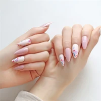 24pcs long pointed fake nails wear finished pieces water drop almond pieces european and american nail supplies for professional