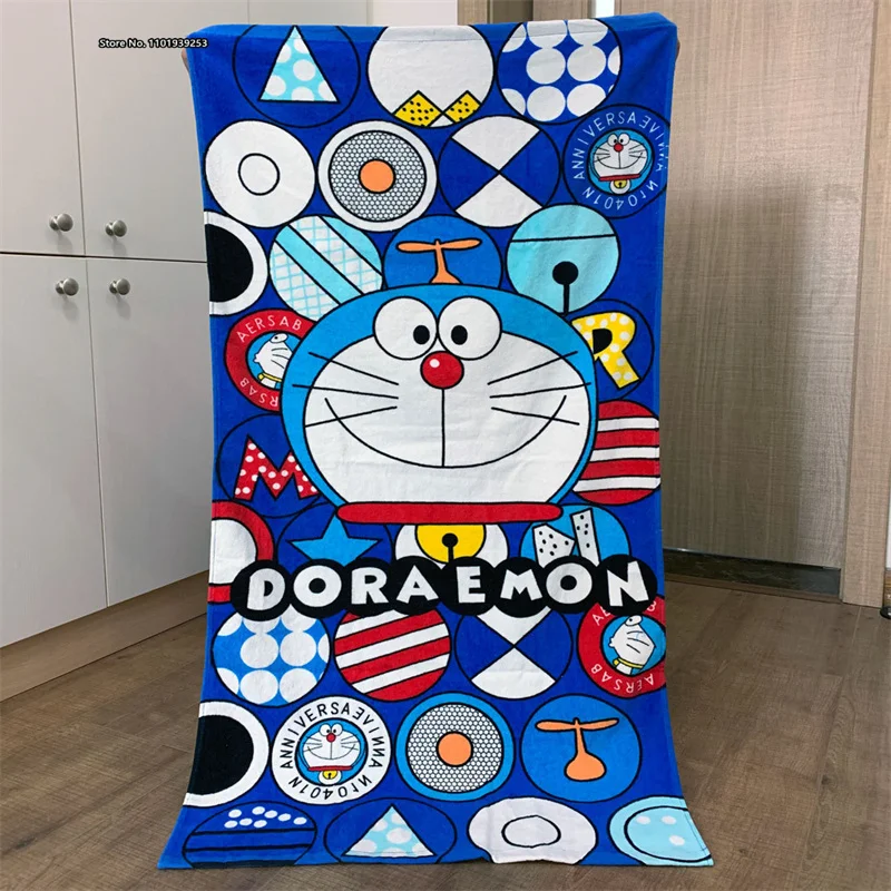 

Милое пляжное полотенце с рисунком Doraemon, прямоугольное уличное 3d-полотенце с цифровой печатью