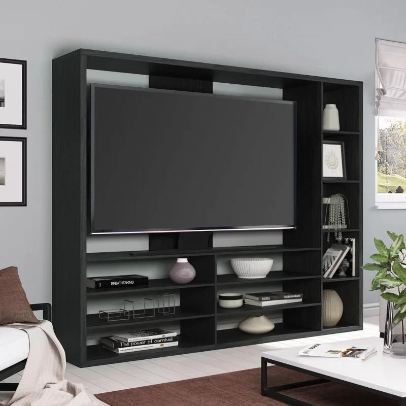 

Entertainment Center for TVs Up To 55", Black Fireplace Tv Stand Wood Tv Stand Living Room Furniture