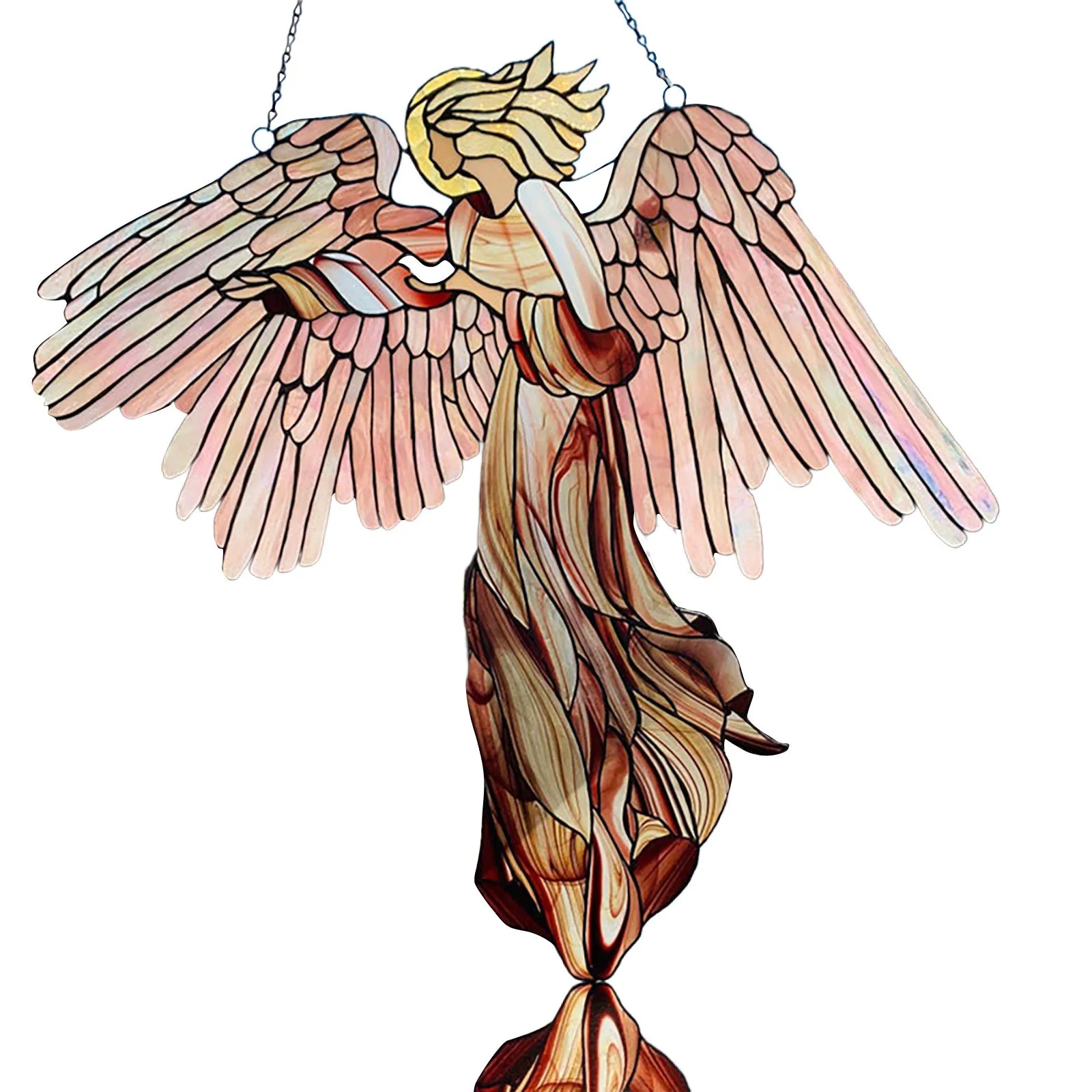 

Stained Suncatcher Acrylic Angel Glass Window Garden Home Hanging Decor Pendant Halloween Decoration Christmas decoración hogar