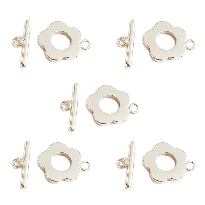 

517F 5 Sets Flower Toggle Clasp T-Bar Connector Jewelry Craft Making Accessories