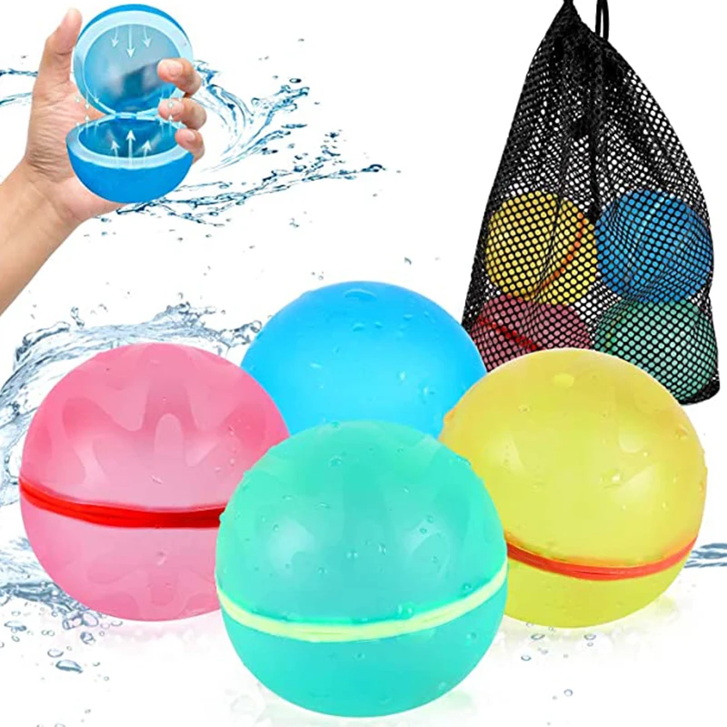 

12pc Reusable Water Bomb Splash Balls Water Balloons Absorbent Ball Pool Beach Play Toy Pool Party Favors Kids Water Fight Games