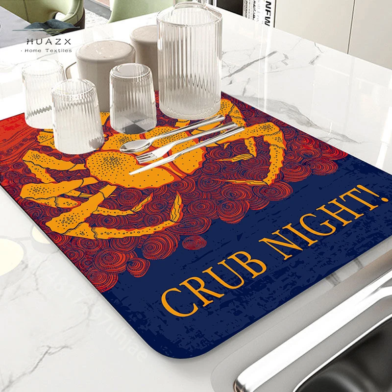 

Lobster BBQ Crab Burger American Fast Food Dish Drying Mat Silicone Mats Kitchen Accessories Coaster Placemat Tablemat Drain Pad