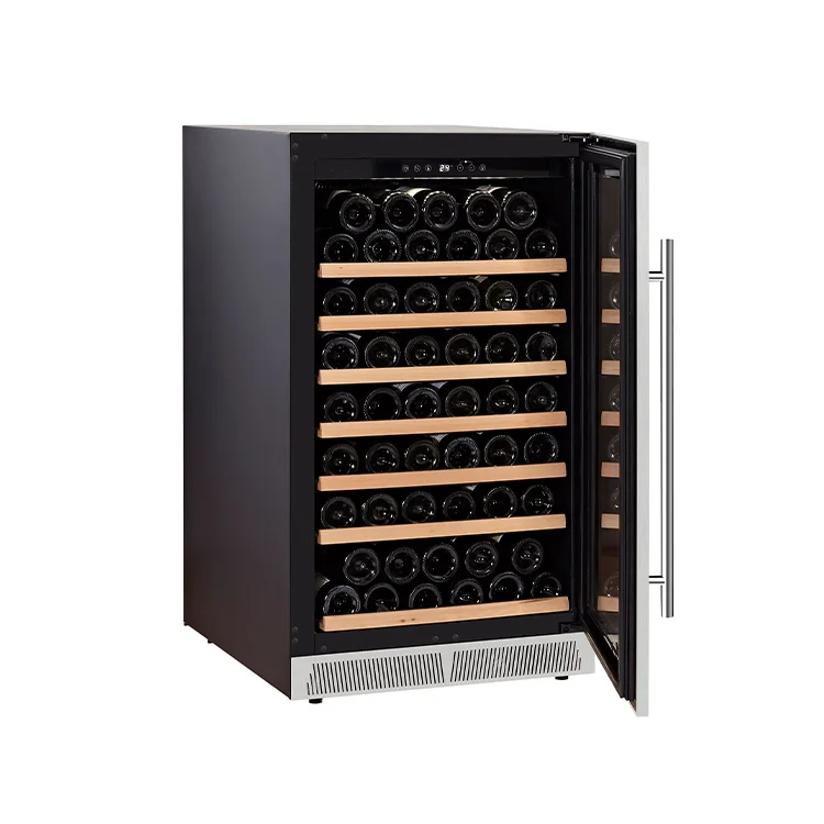 Refrigerator With Lock Wooden Shelves Glass Door Cellar Dual