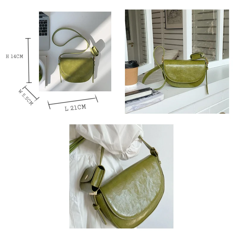 2023 New PU Leather Saddle Bag Fashion Retro Women's Shoulder Bag Advanced Texture Crossbody Bag Fashion Versatile Bag
