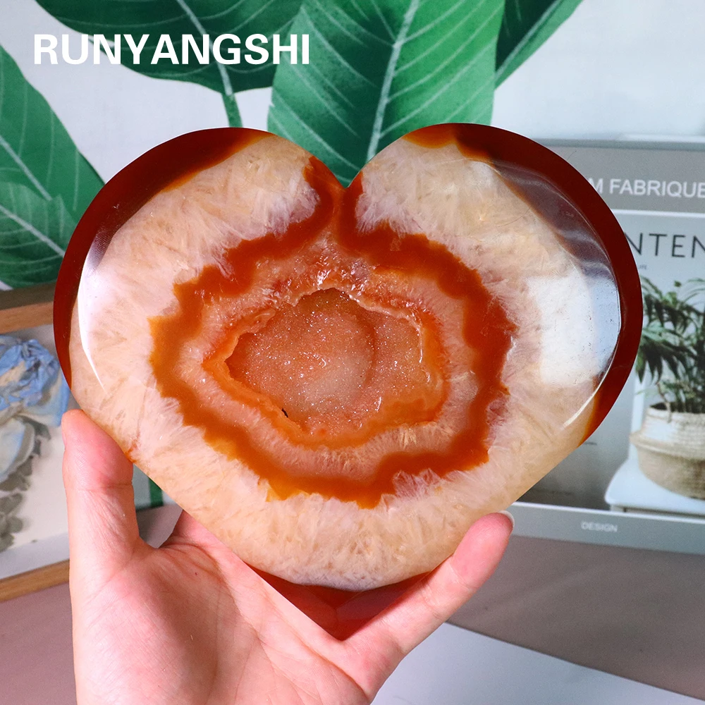 

1pc Natural Carnelian Crystal Heart Big Love Red Agate Cluster Spiritual Meditation Feng Shui Heart Shape Druzy Home Ornament