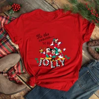 tis the season to be jolly t shirts mickey christmas ropa aesthetic mujer short sleeve red tops tumblr fashion disney xmas gift