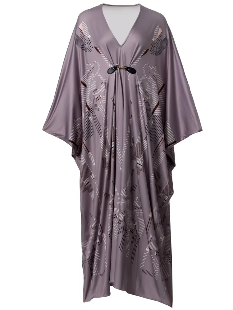 Женское платье с длинным рукавом летучая мышь V-образным вырезом и высокой талией