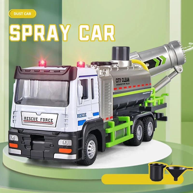 

1:32 Alloy Dust Removal Spray Sprinkler Truck Children's Car Toy Lighting Sound Effects Engineering Car Model Toy Car Birthday G