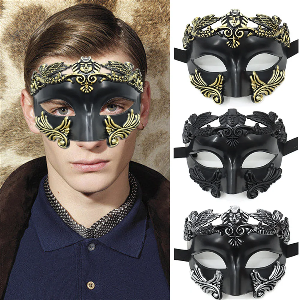 

Roman Style Men Face Masks Cosplay Mardi Gras Half Face Covering Easter Christmas Masquerade Party Accessory Masks Prop Gift