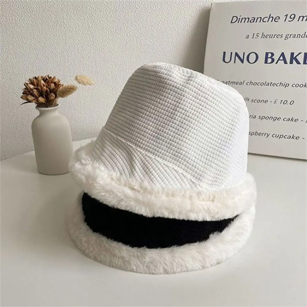 

Autumn Winter Plush Hat Women Fur Edge Fisherman Hats Thickened Warm Windproof Bucket Cap Ear Protection Caps High Quality